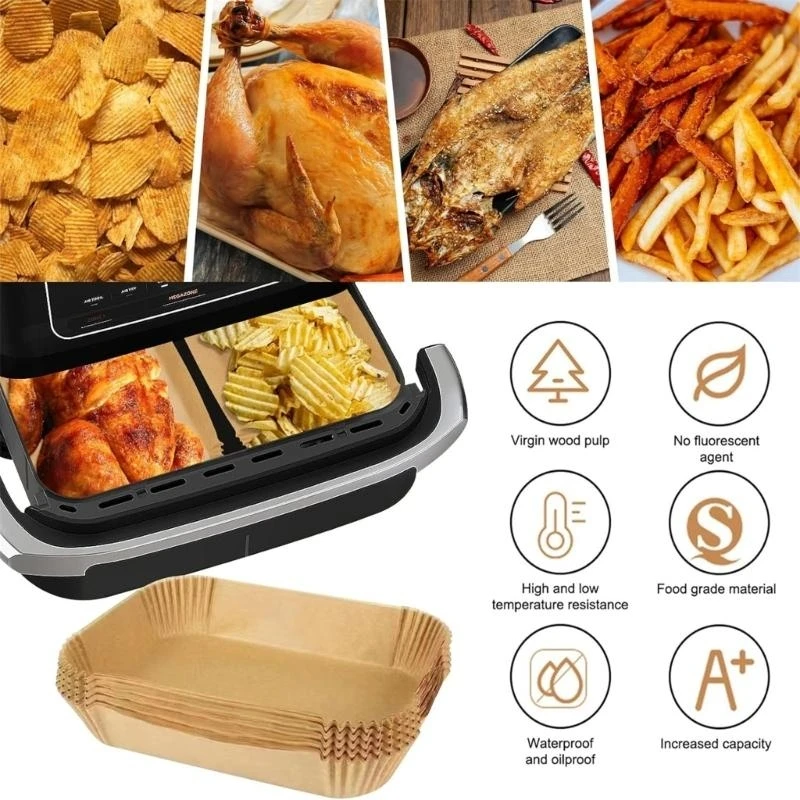 Упаковка из 200 воздушных фритюрных прямоугольных вкладыш