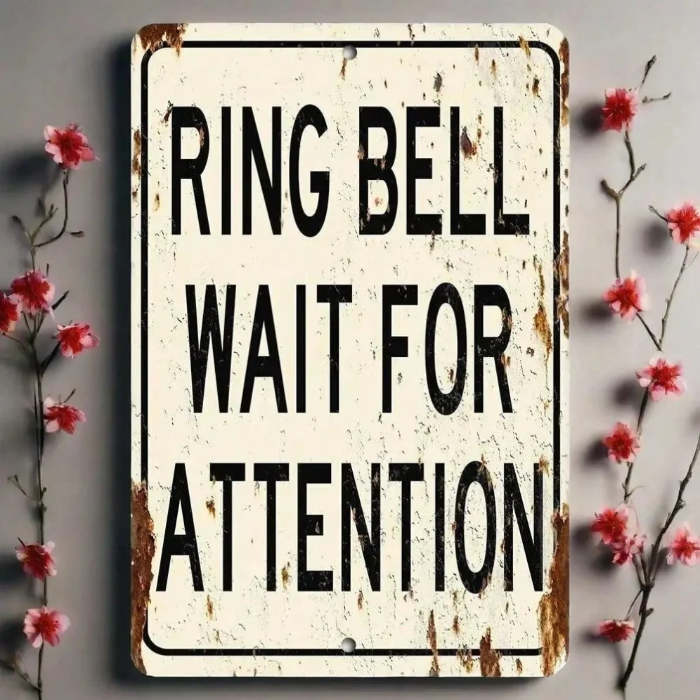 

Vintage "Ring Bell For Service" Round Metal Sign Retro Wall Art for Shop Counter Office Decor