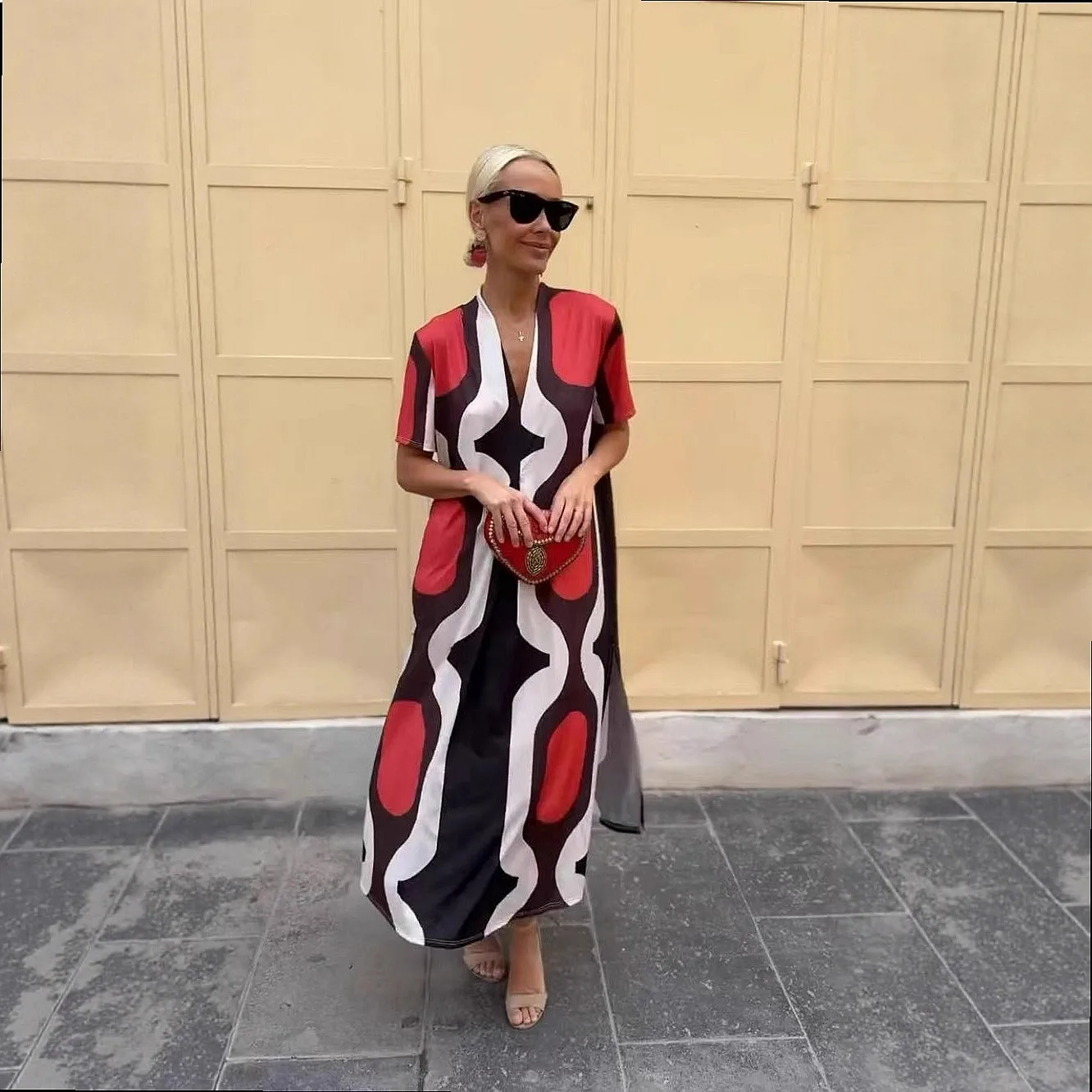 Summer Printed Split Maxi Dress - close-up view