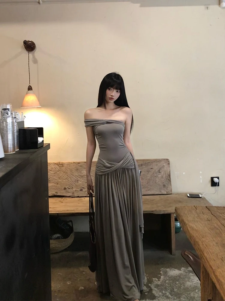 

Sexy Girl Summer ey Long Dr High Waist Bridesmaid Dr Strapl Gown Women's Faion Spring Summer Skirt Dr
