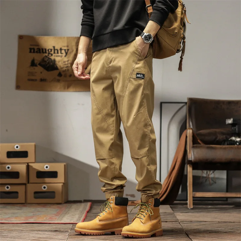 

Autumn and winter new wash American retro stretch overalls men's fashion brand bunched feet loose casual pants