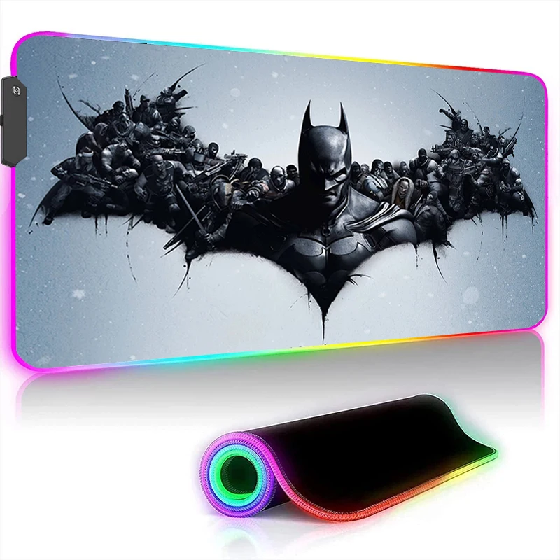 Imagem -02 - Rgb Batman Computer Mouse Pad Teclado Retroiluminado Led Mousepad Anime Desk Mat Borracha pc Gaming Acessórios Xxl