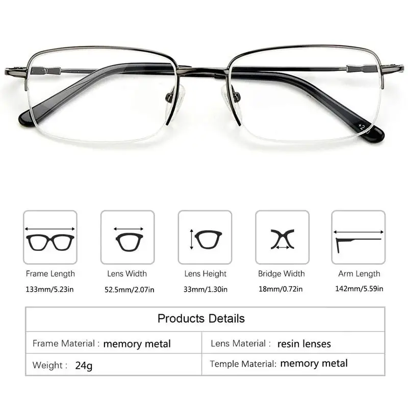 Memory-Titanlegierung Photochrome Progressive Lesebrille für Herren Anti-Blaulicht Multifokale Sonnenbrille mit Übergangsfunktion für Alterssichtigkeit – Detail 3