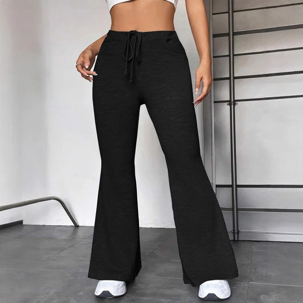 Women's Casual Outdoor Yoga Sports Pants Bell Bot Spliced Trousers Street Sle l Waist Lycra Fabric Summer 2023