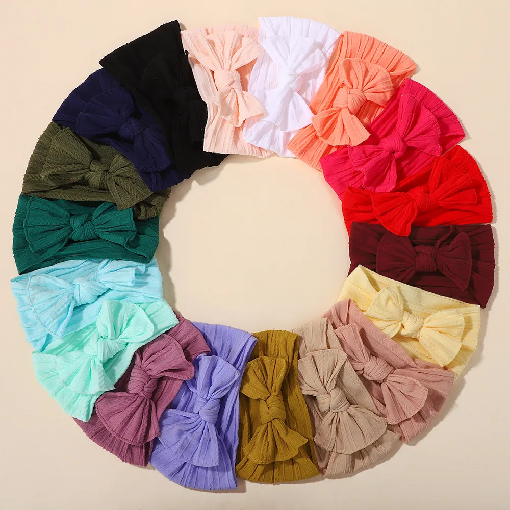 8pcs/set Random Color Wide Nylon Cables Turban Baby Headbands for Girls Ribbed Newborn Elastic Soft Hair Bands Hair Accessories