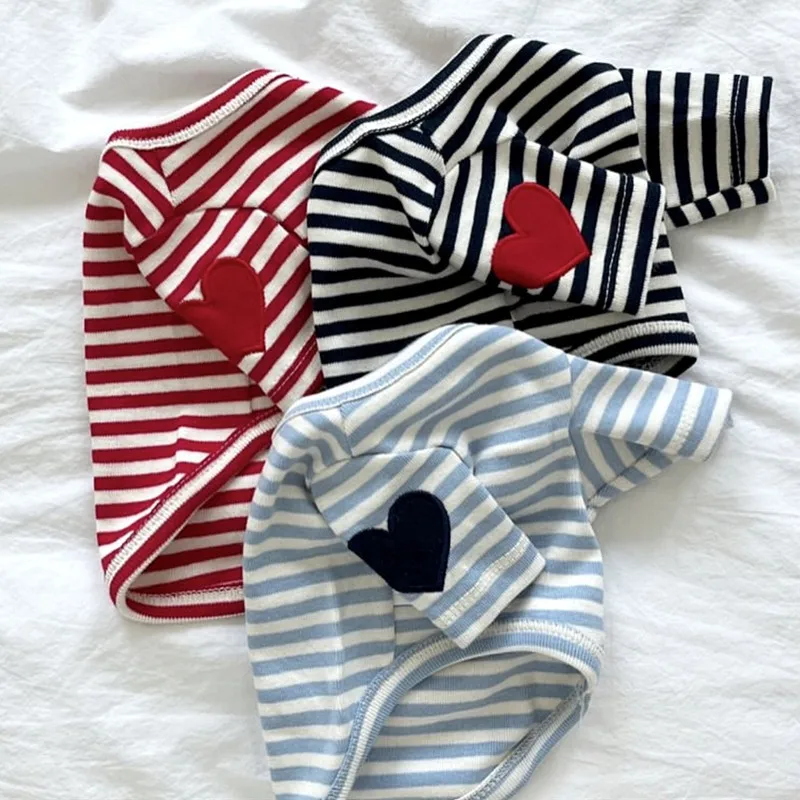 

Love 2026 Black Striped Pattern Love Dog Clothes Summer Teddy Vest Bichon Casual T-shirt Fashionable Puppy Base Shirt