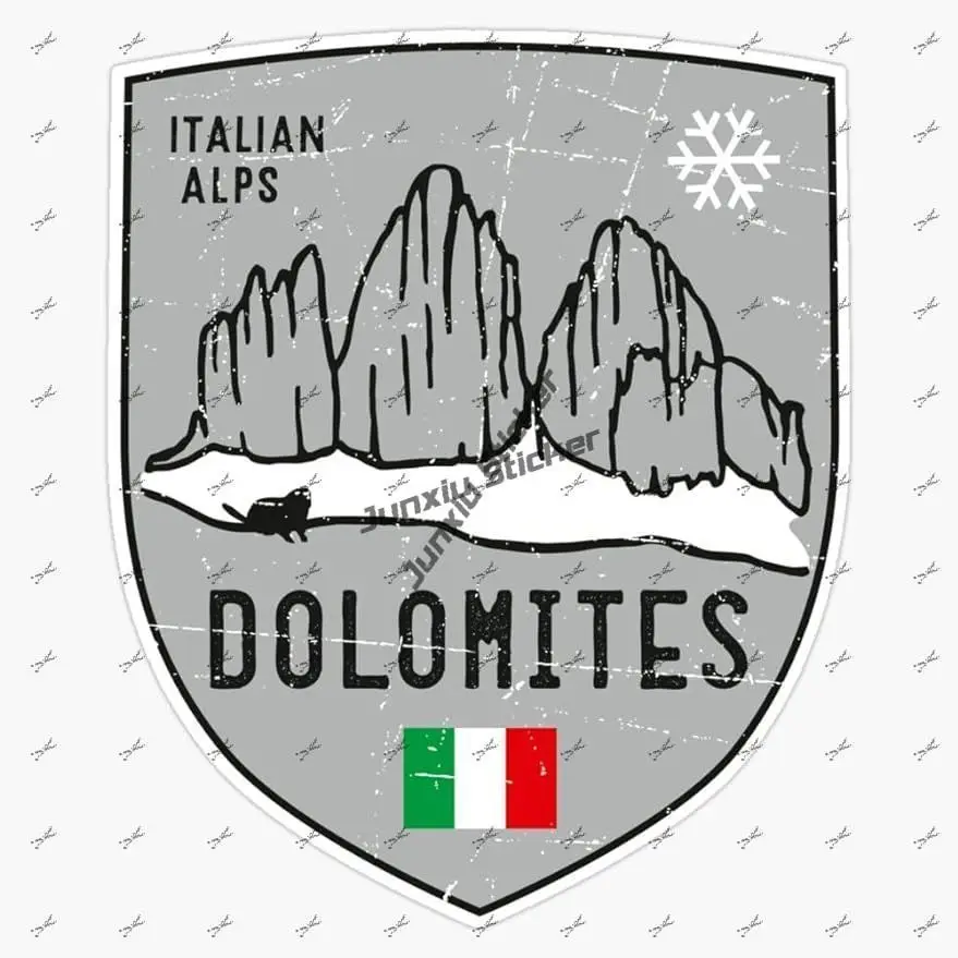 Dolomites Mountain Italy Emblem Sticker Vinyl Decal for SUV Car Laptop Bumper Truck Bodywork Motorcycle Helmet ToolBox Door