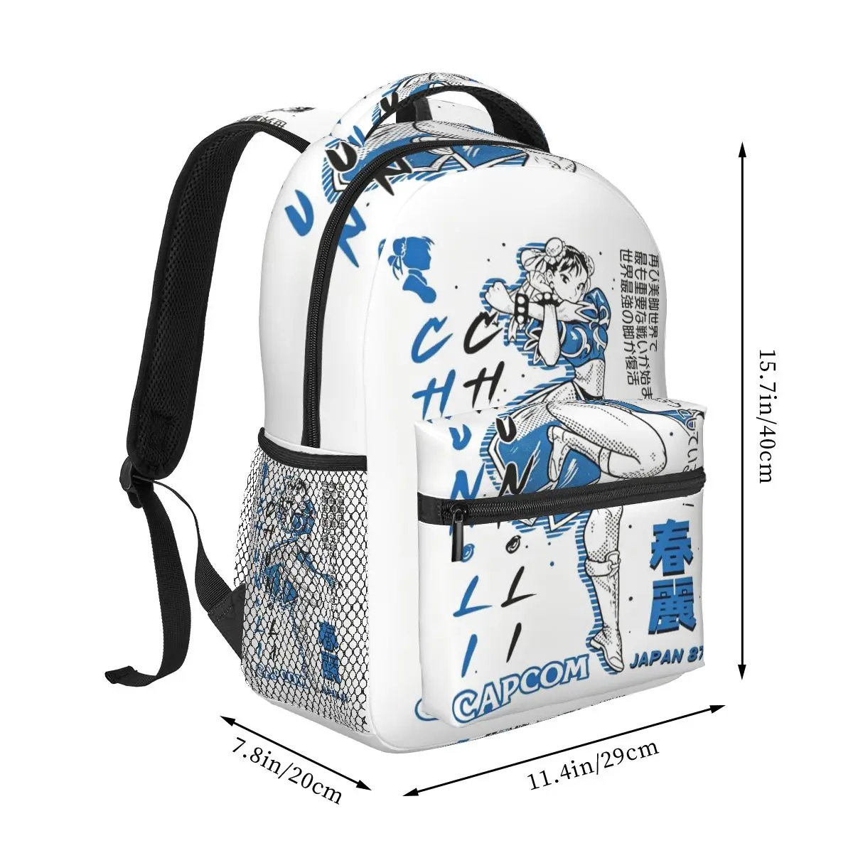 Chun-li Street Fighter King SNK Anime Backpacks Boys Girls Bookbag Children School Bags Rucksack Shoulder Bag Large Capacity