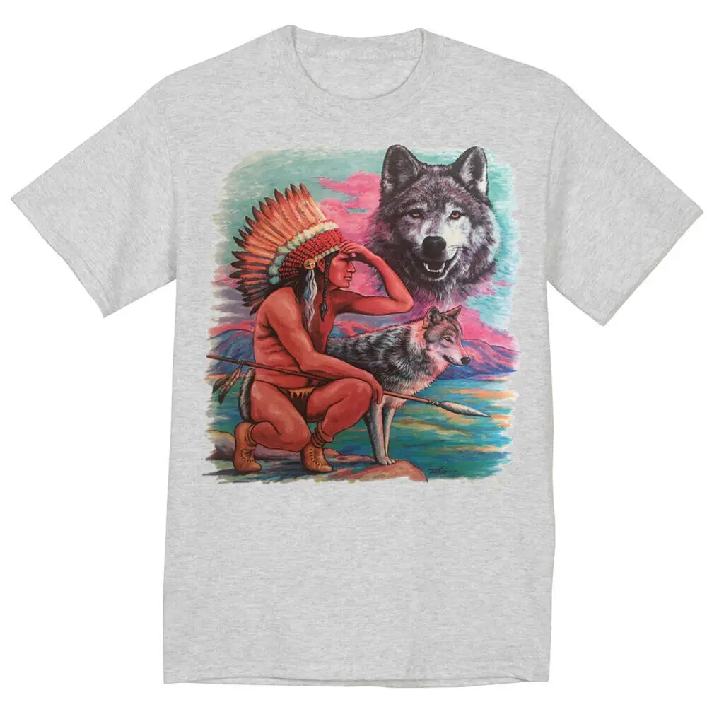 Indian Wolves Wolf T-shirt Mens Graphic Tee Clothing Apparel For Men Clothing Women Short Sleeve Tees Y2K Tops