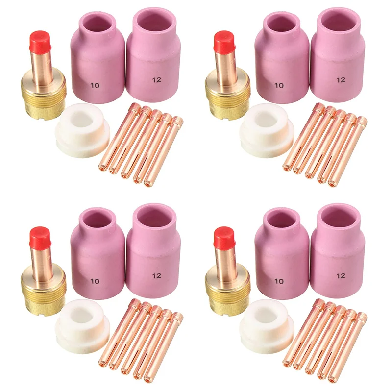 36個入り-tig溶接トーチ-大型ロングガスレンズ＆アルミナカップ-wp17-wp18-wp26-tigコレットボディ用-スペアキット-アクセサリー