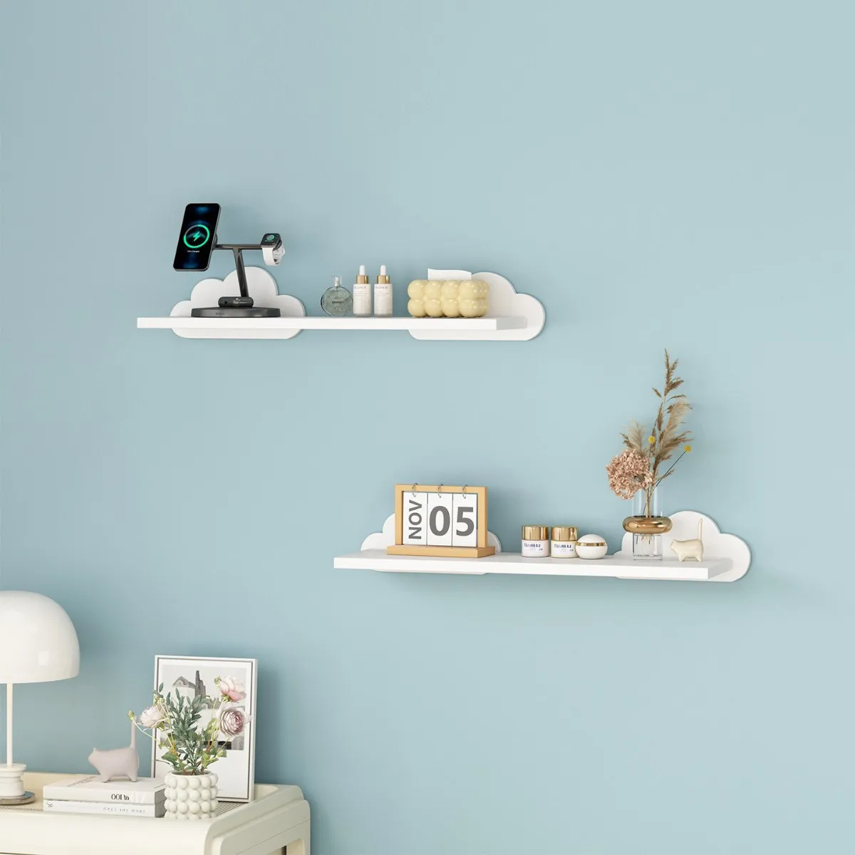 Wall Shelf Shelf Double Cloud Wall-mounted Wall Shelf TV Wall Decoration Shelf Cloud Partition