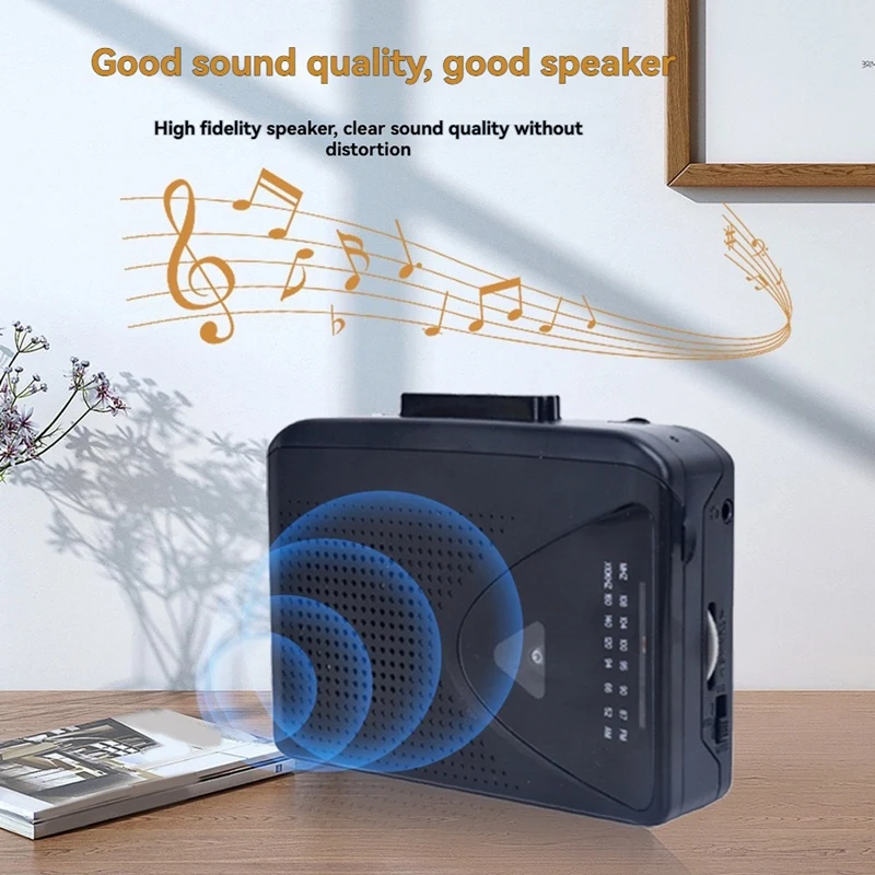 Lecteur de cassette portable, radio AM FM, options d'alimentation des touristes, réception du signal de bain, idéal pour les amateurs de musique et de nouvelles