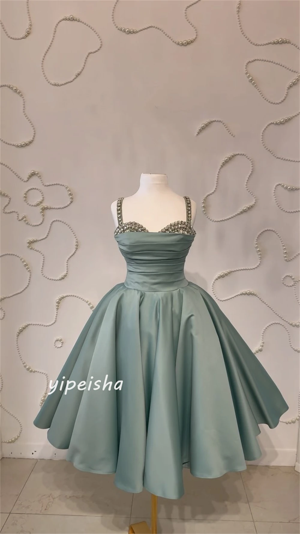 Customized  Satin Beading Draped Pleat Clubbing A-line Sweetheart Bespoke Occasion Gown Mini Dresses Saudi Arabia Evening