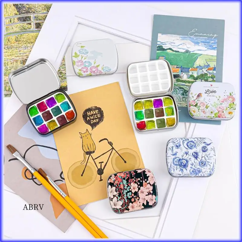 

Highly Recommended-16 Pack Mini Empty Watercolor Palette Tin Watercolor Palette 12 Wellswith Lids Watercolor For Travel