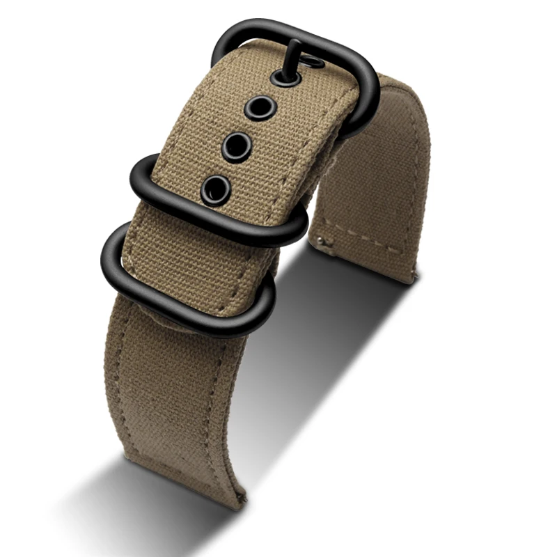 สายนาฬิกาข้อมือผ้าใบไนลอนแบบปลดออกได้อย่างรวดเร็วสำหรับผู้ชาย18 20มม. 22มม. 24มม. สีดำสีกากีสีเขียวอุปกรณ์เสริมสายนาฬิกาสำหรับกีฬากลางแจ้ง