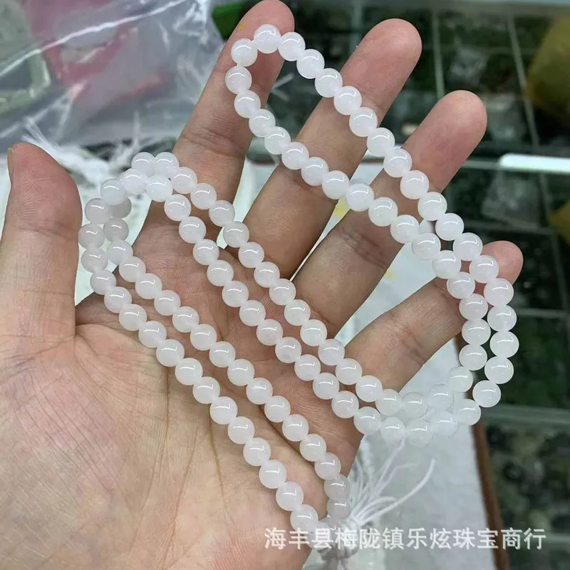 Hotan White Jade 108 Buddha Loose Round Beads Bracelet Jewelry Accessories