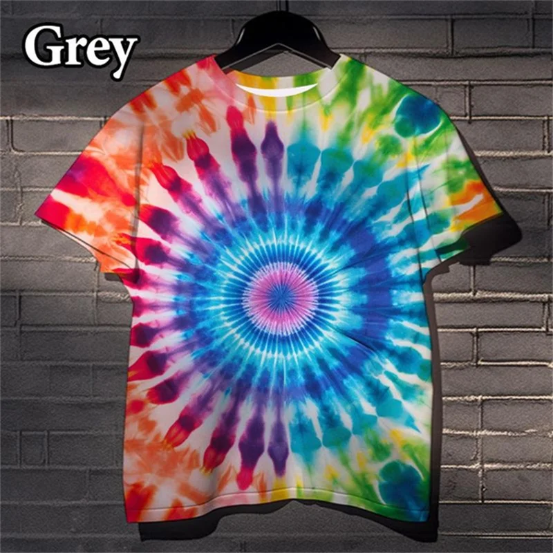 Cool tie dye 3D printed men's T-shirt summer fashion street casual short sleeved men's women's dizzy T-shirt oversized men's top