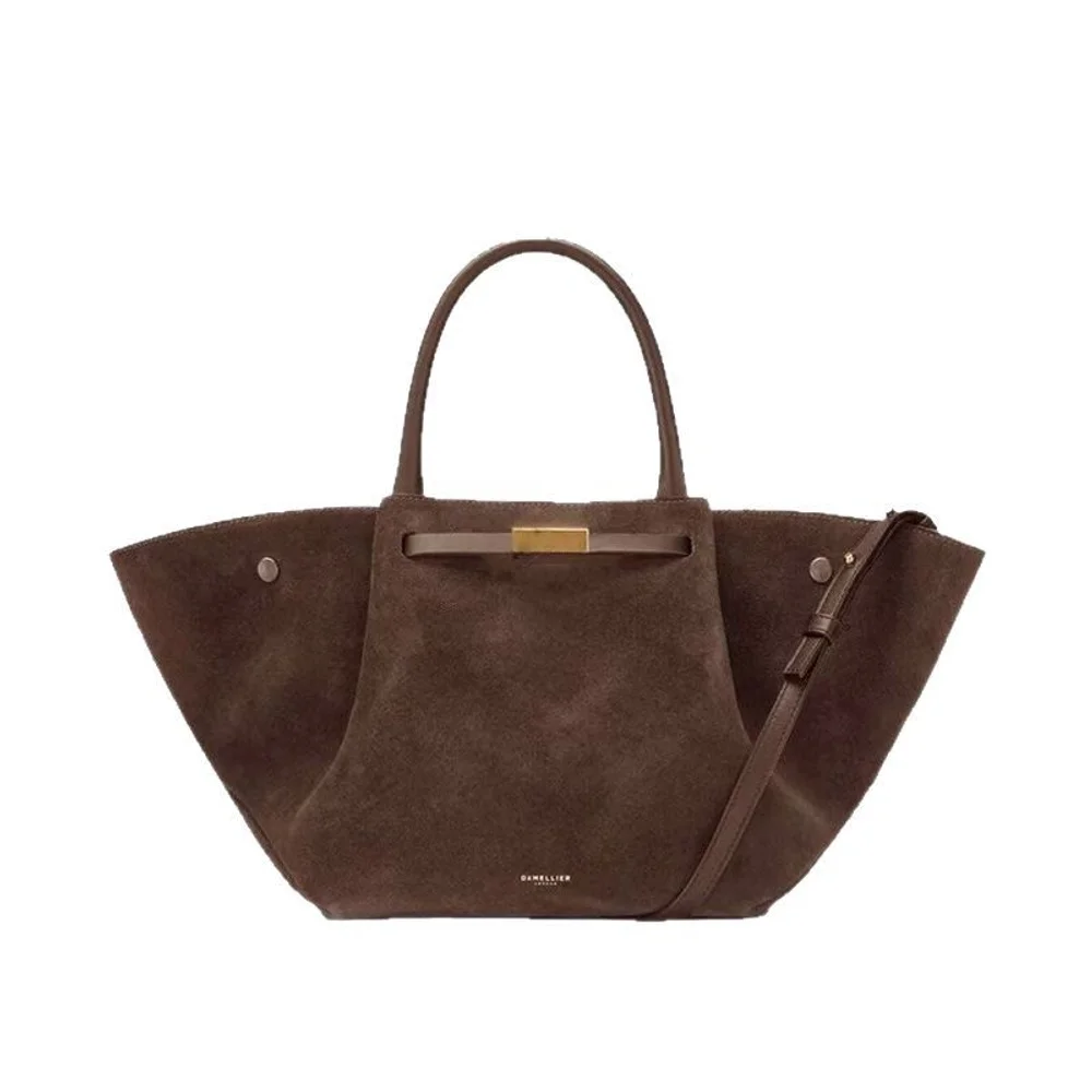 

Suede Sandblasted Tote Bag For Commuting Retro Single Shoulder Handbag Underarm Bag With Wings