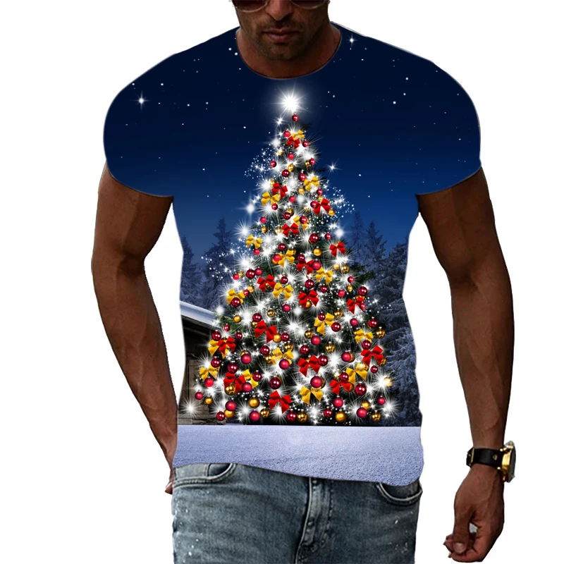 New Unisex Celebrate Christmas T-shirt With Print Fashion Casual Creative Trend Men's T-shirt Summer Interesting Hip Hop Tshirt