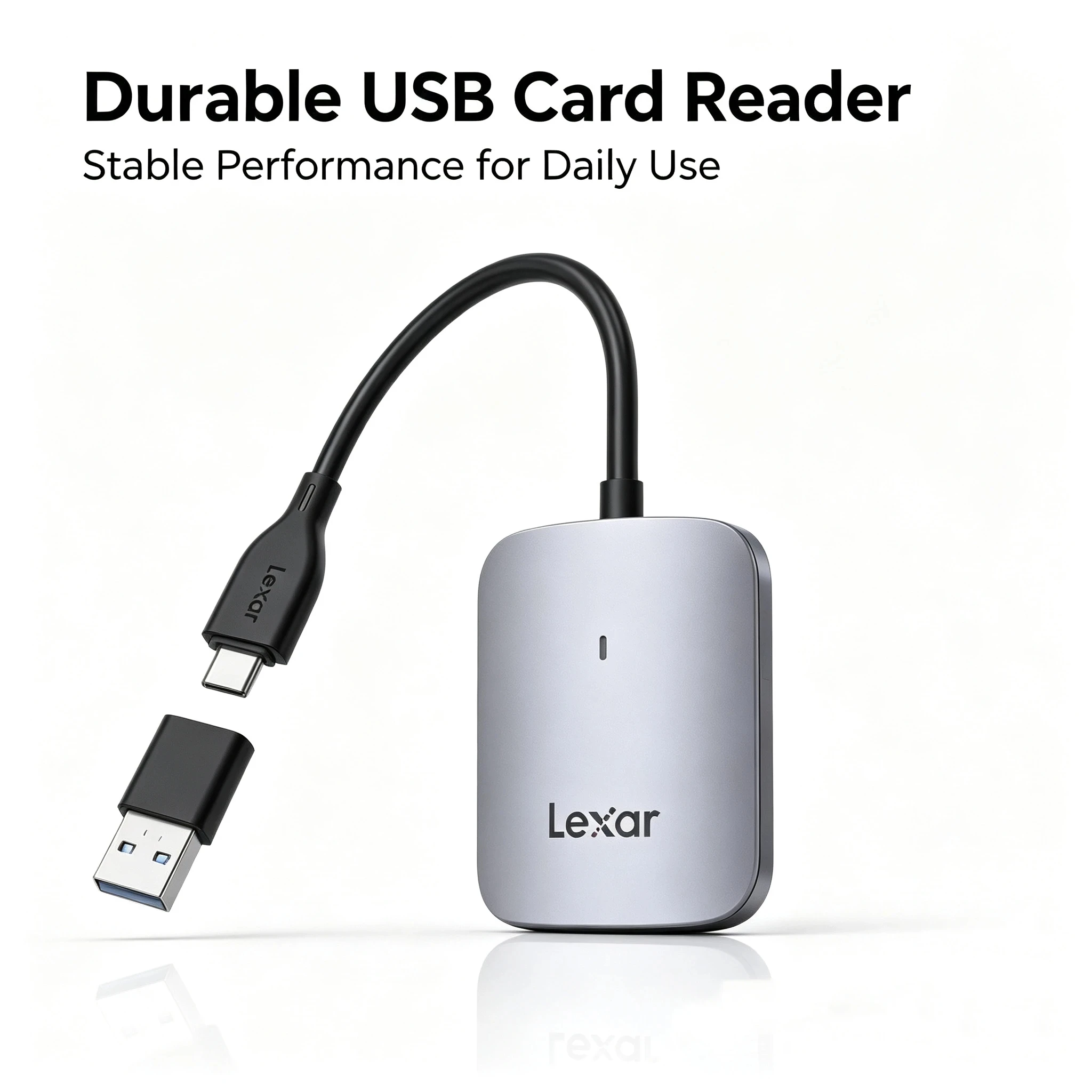 lexar-cfexpress-type-aカードリーダー。読み込み速度900mb-s。usb-cからusb-aへのアダプター。windowsおよびmacに対応。usb-32-gen-2。電源はusb経由。