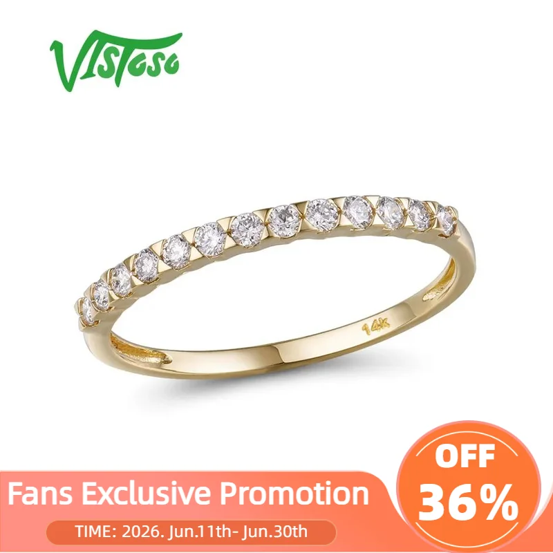 

VISTOSO Authentic 14K 585 Yellow Gold Ring For Women Sparkling Diamond Dainty Promise Engagement Anniversary Gifts Fine Jewelry