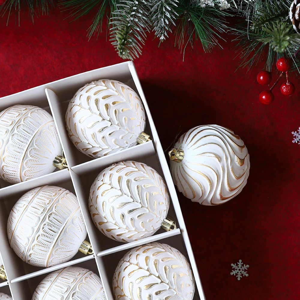 12 قطعة/المجموعة الذهب خمر كرات عيد الميلاد الحلي الذهب الأبيض شجرة عيد الميلاد معلقة المعلقات عيد الميلاد السنة الجديدة ديكور الحفلات نافيداد #4