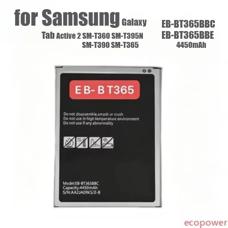 4450mAh Battery EB-BT365BBC  EB-BT365BBE For Samsung Galaxy Tab Active 2 SM-T360 SM-T395N SM-T390 SM-T365  Tabl Batteries