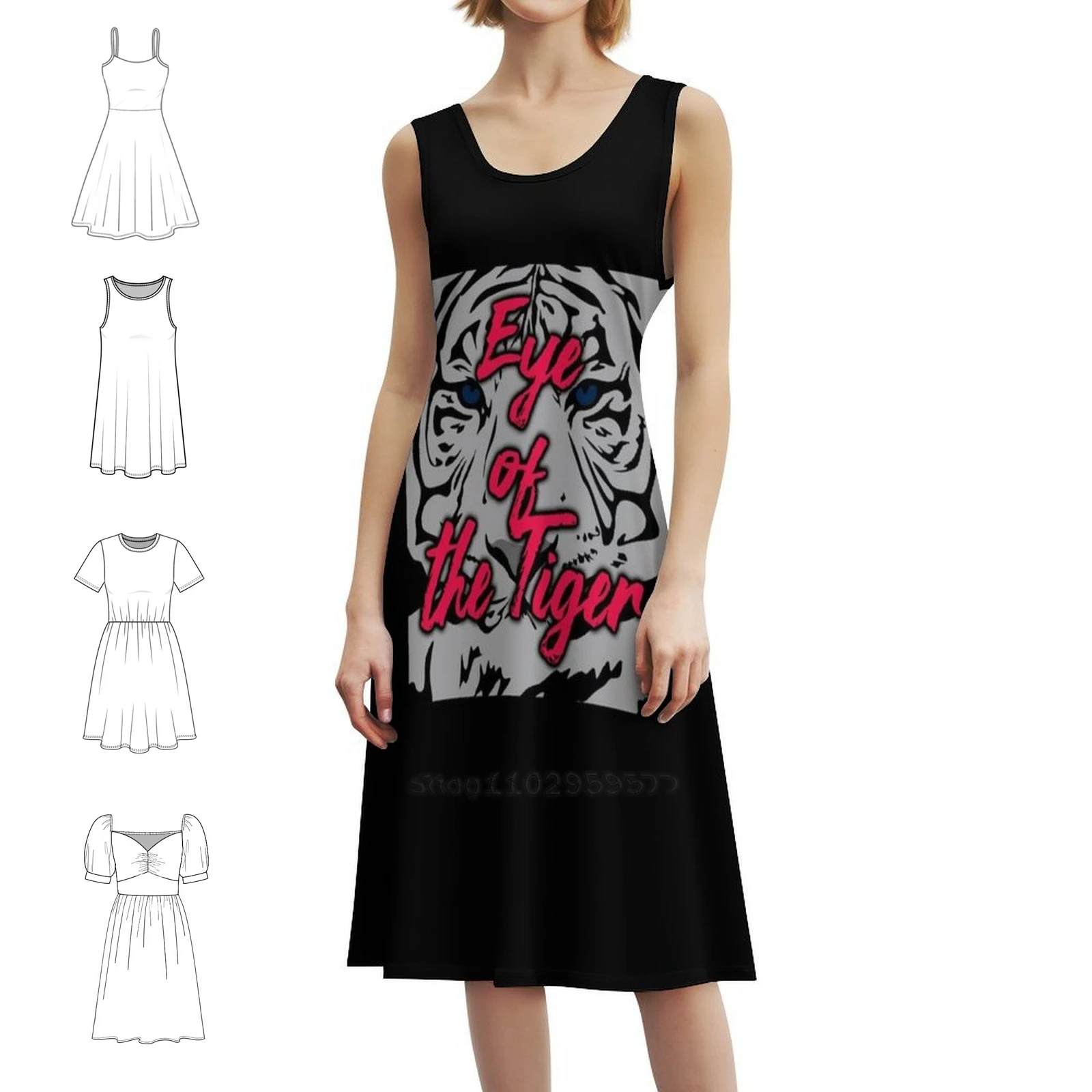 فستان حفلات نسائي من عين النمر ملابس عصرية مطبوعة للنادي للسيدات بحروف عين النمر موسيقى حضرية #1