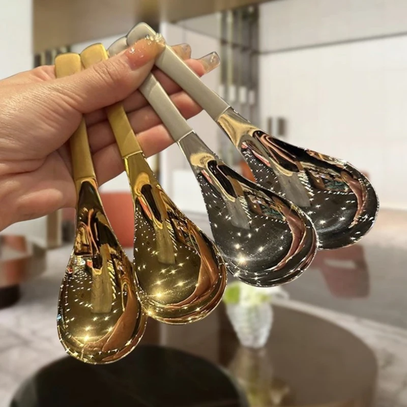 Ins Edelstahl Korea Suppen löffel Home Küche Schöpf löffel Kapazität Gold Silber Spiegel poliertes Besteck für Kaffee geschirr