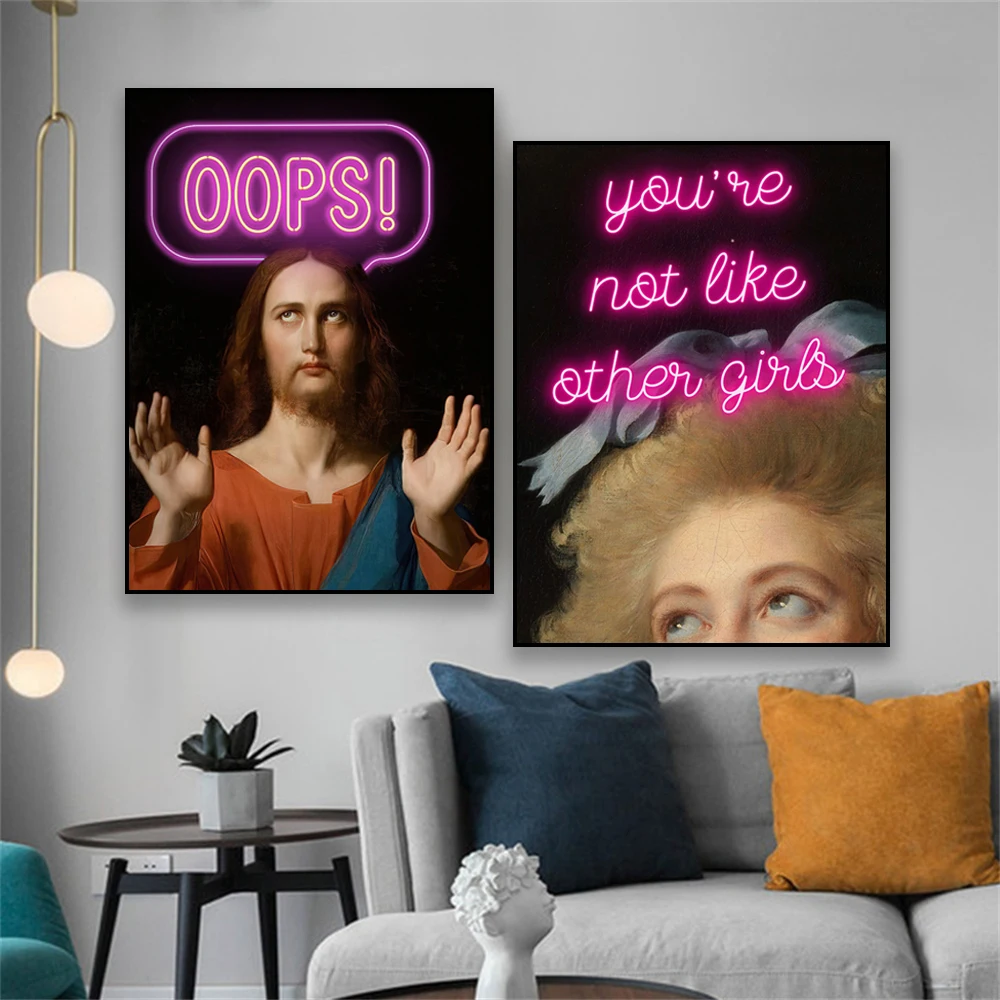 Śmieszne ciemny portret plakat Vintage Alter portret wystrój z nadrukiem Neon cytat Moody płótno artystyczne malarstwo galeria ozdoby do dekoracji wnętrz ścienne — zdjęcie 4