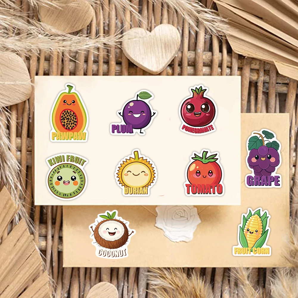 50 Uds. De pegatinas de grafiti de frutas de dibujos animados, decoración DIY, manuales, papelería, equipaje, cuaderno, pegatinas impermeables