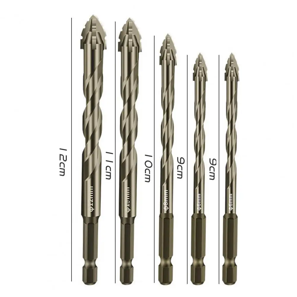 Thread Cutting Drill Set Coated Drill Bits 5pcs Four-edged Serrated Drill Bits Set High Hardness Multifunction for Metal