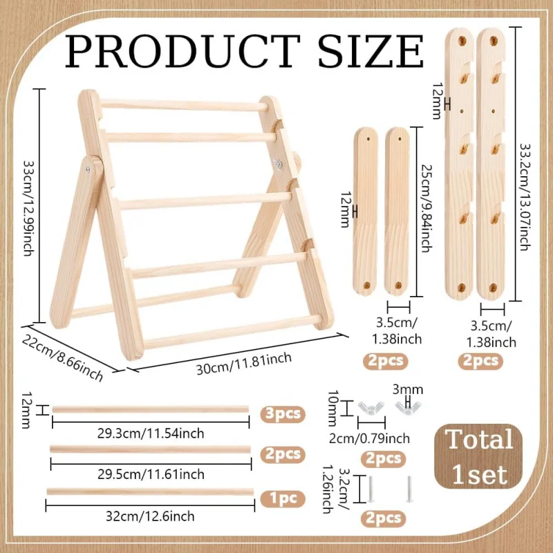 Adjustable Wooden Jewelry Display Stand Blanched Almond Natural Wood Bracelet Organizer Multi-Layer Jewelry Holder for Home