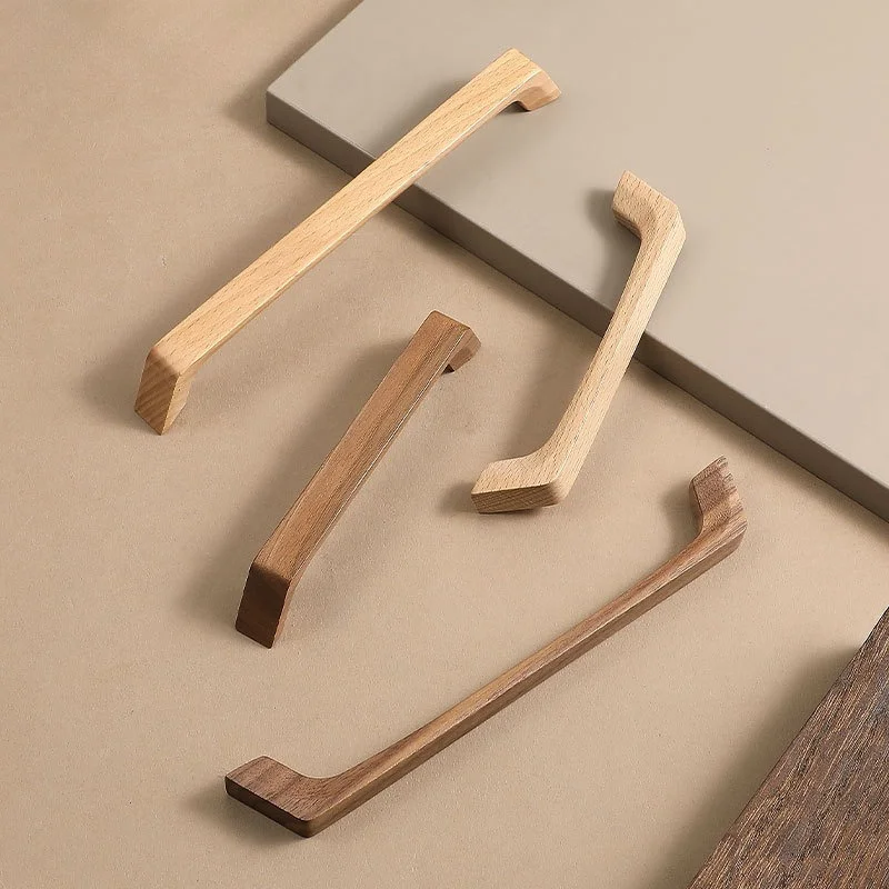 Walnut Wood Cabinet Handles, Natural Log Style Drawer Pulls for Wardrobe, Nightstand, Cupboard Furniture Hardware