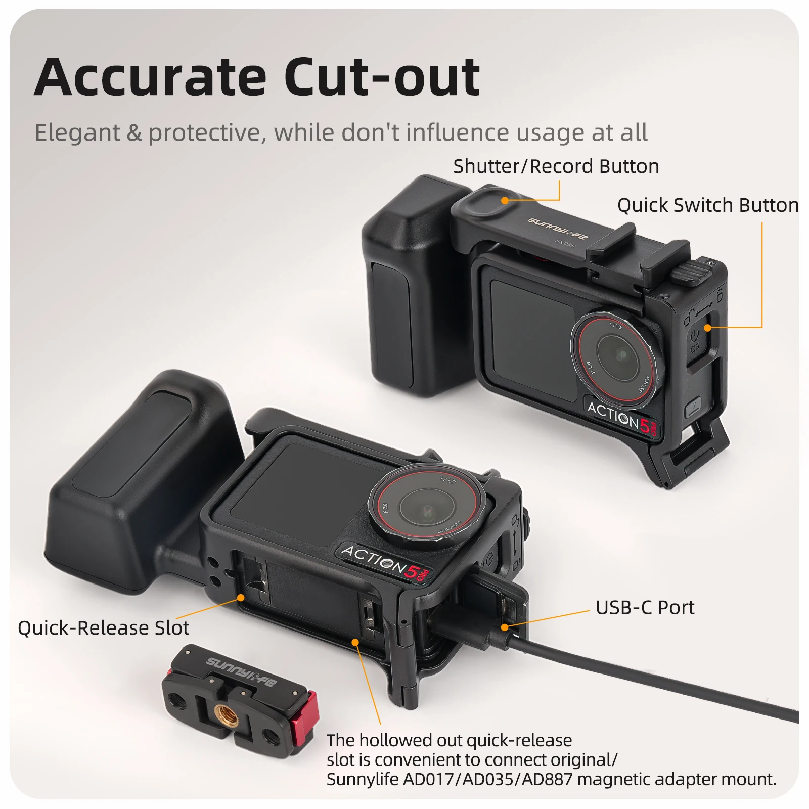 عمل كاميرا الشارع التصوير مقبض قبضة الإفراج السريع جبل/الإطار الواقي ل DJI Osmo Action 5 Pro/4/3 ملحقات الكاميرا #6