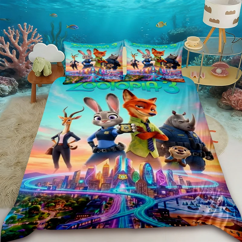 

Zootopia Duvet Cover Judy Nick Anime with 2 Pillowcase Bedding Set Queen King Twin Size Kids Bedroom Decor Teens Gifts