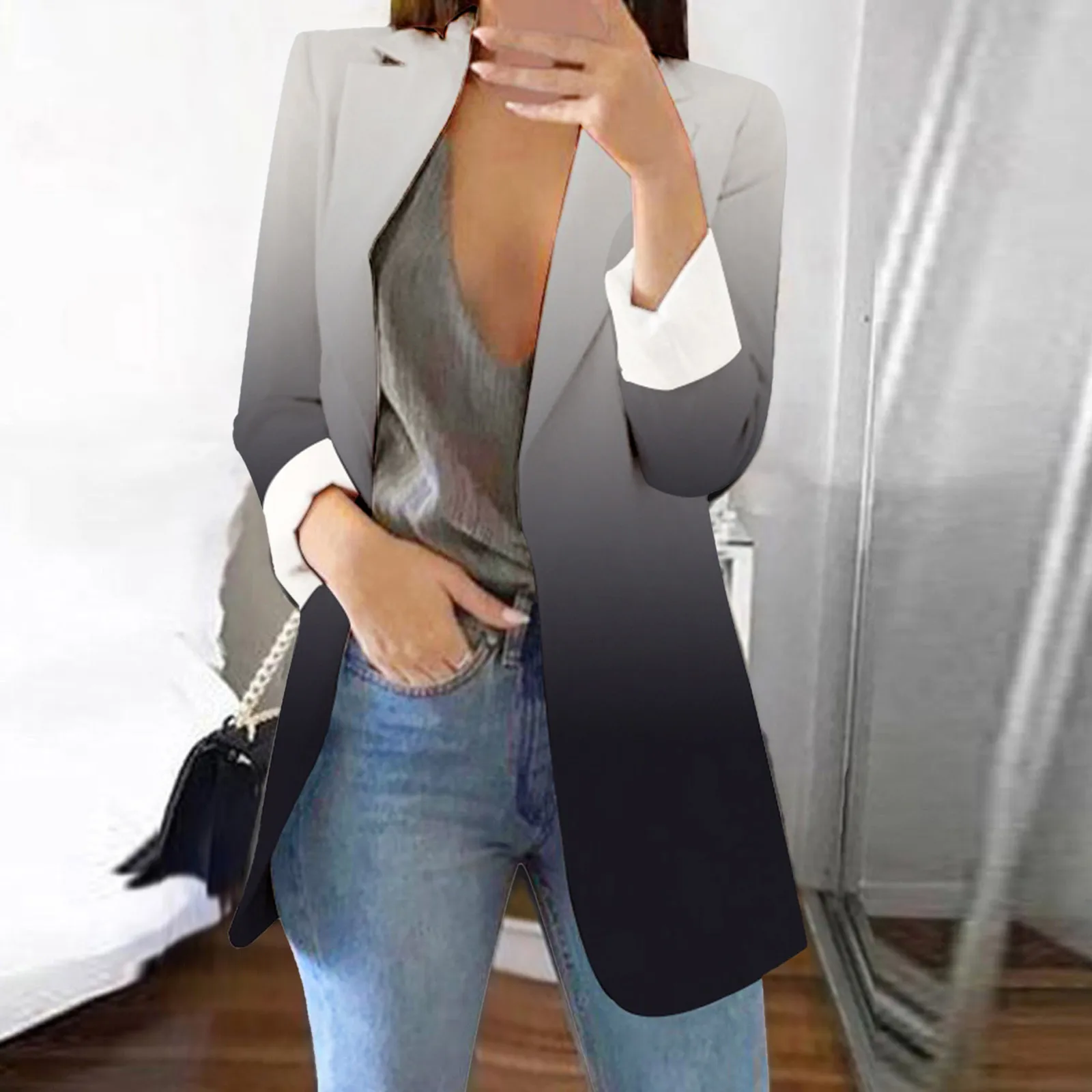 Women's Printed Cardigan Formal Suit Long Sleeve Lapels Business Office Jacket Coat elegant korean popular new outerwears