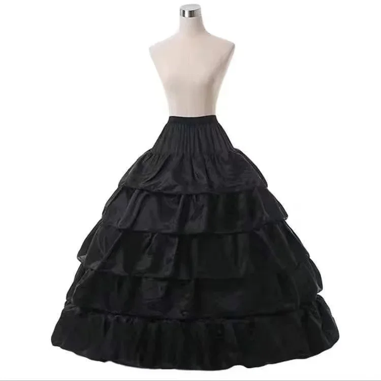 Hot Sale Women's Crinoline Petticoat 4 Hoop Skirt 5 Ruffles Layers Ball Gown Half Slips Underskirt for Wedding Bridal Dress