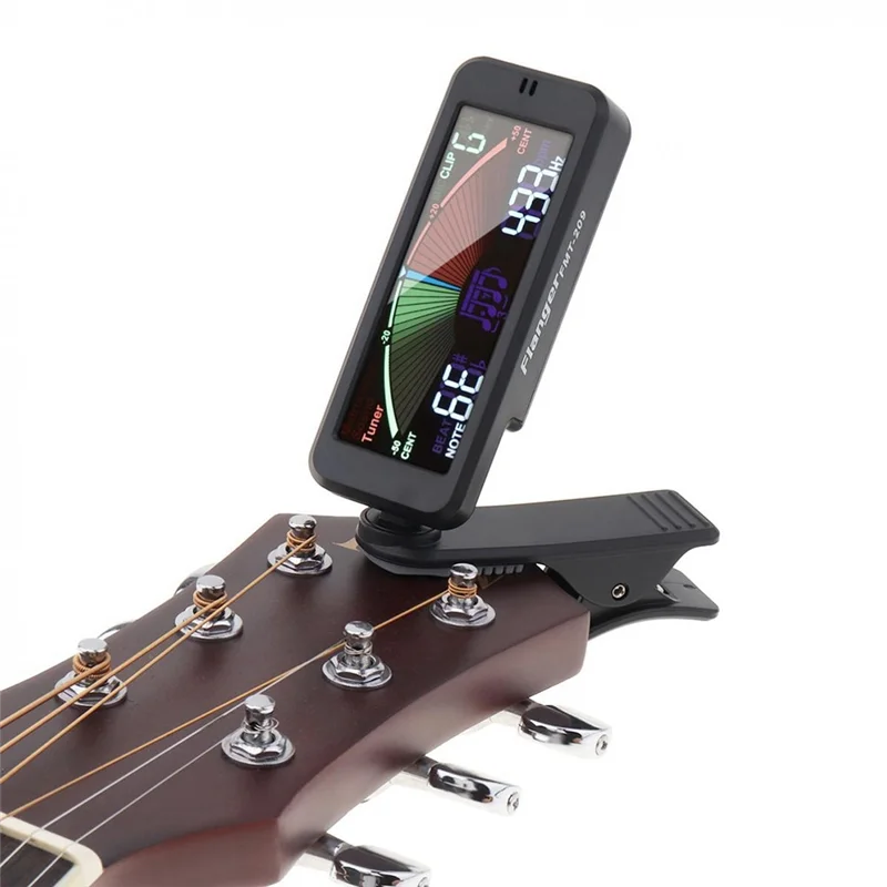 Grande LCD Screen Guitar Metronome Generator com Clip, Sintonizador para Guitarra Cromática, Baixo, Ukulele, Violino, 3 em 1