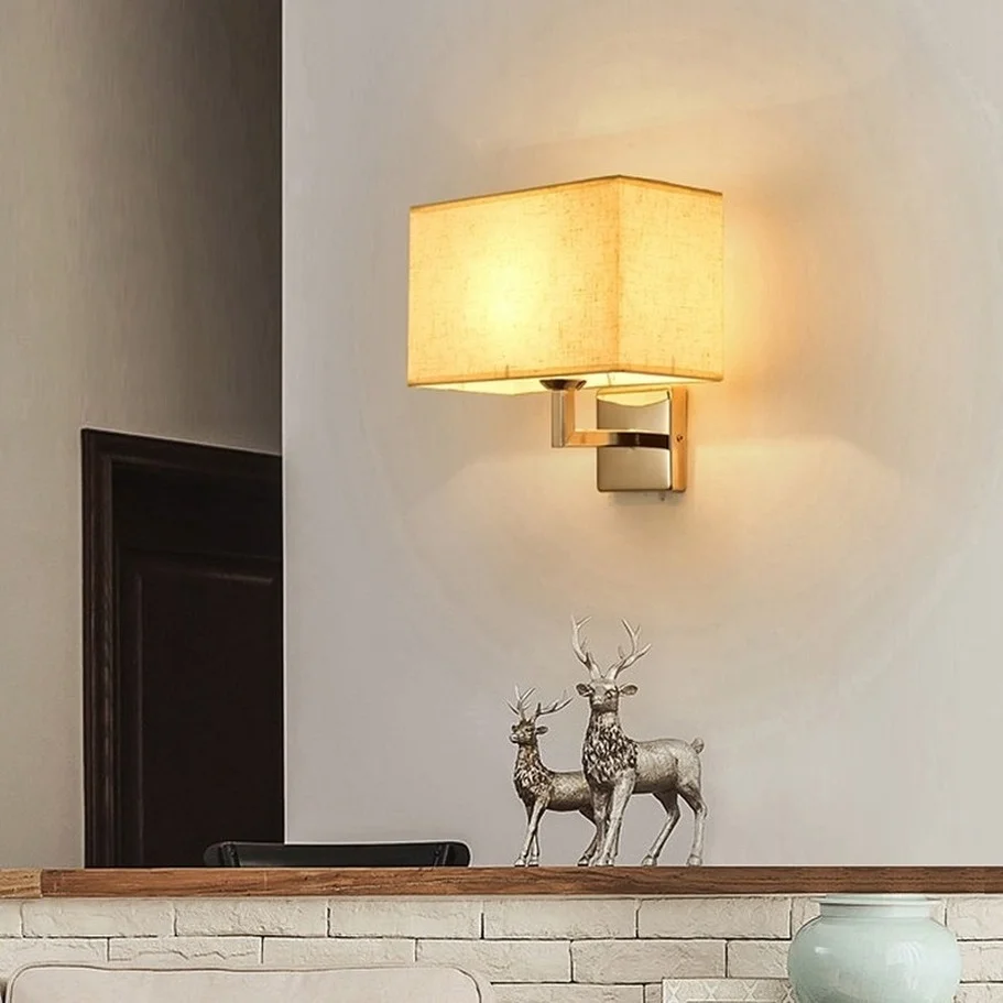 Modern Indoor LED Wall Lamp Creative Bedroom Bedside Sconce With Switch USB Interface Hotel Cloth Wall Lamp Bra