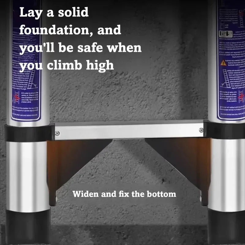 Stainless Steel Telescopic Ladder Without Hook and Aluminum Alloy Structure, Suitable for Engineering and Home Applications