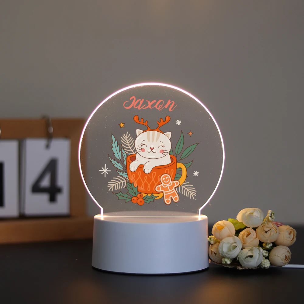 Personalized Custom Cat Cartoon  Rgb Night Lights Led Valentine'S Day Bedside Lamp For Bedroom Decor Light Christmas Gifts