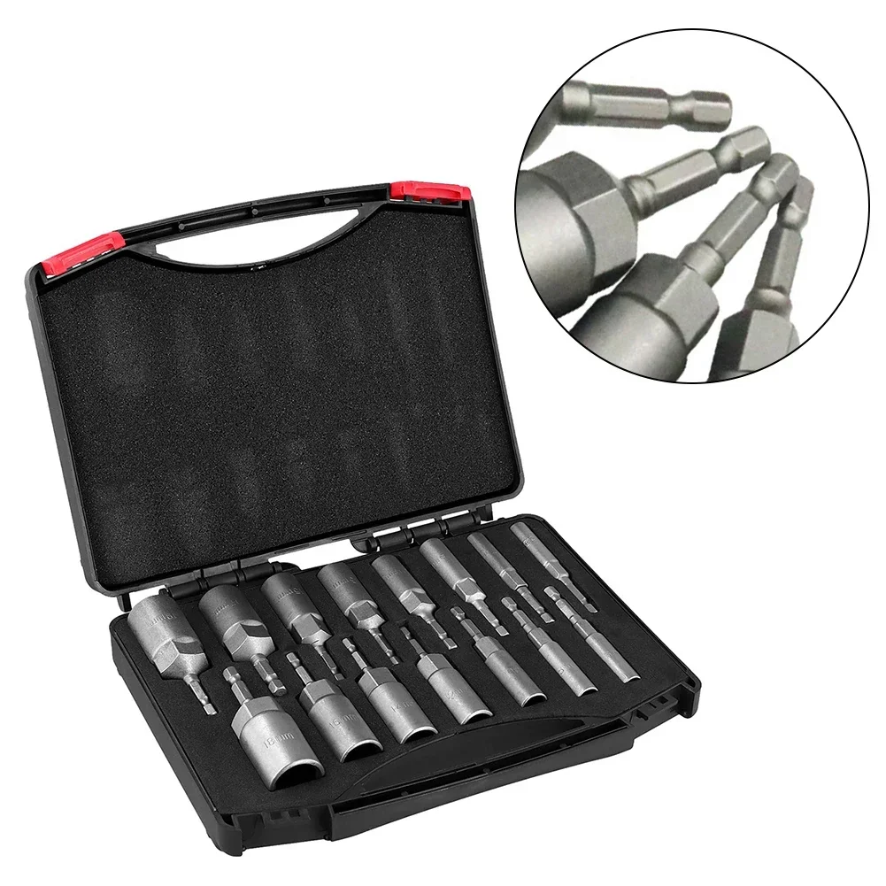 

15pcs Hexagonal Socket Set 5.5-19 Mm Socket Adapter With Magnetic Versatile Hex Socket Sleeve Nozzles Nut Driver Set Power