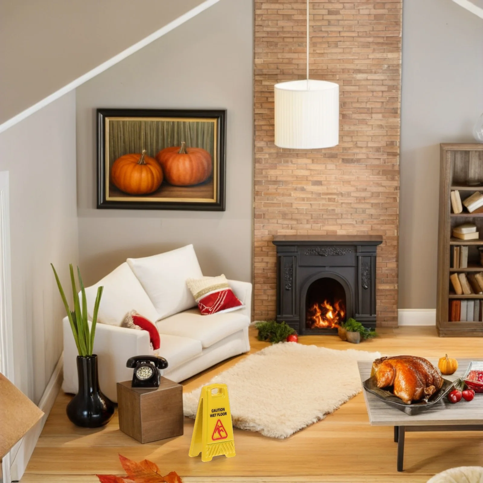 

8pcs Dollhouse Accessories Miniature Wet Floor Signs Realistic Yellow Safety Props For Fairy Garden Micro Landscape Role Play