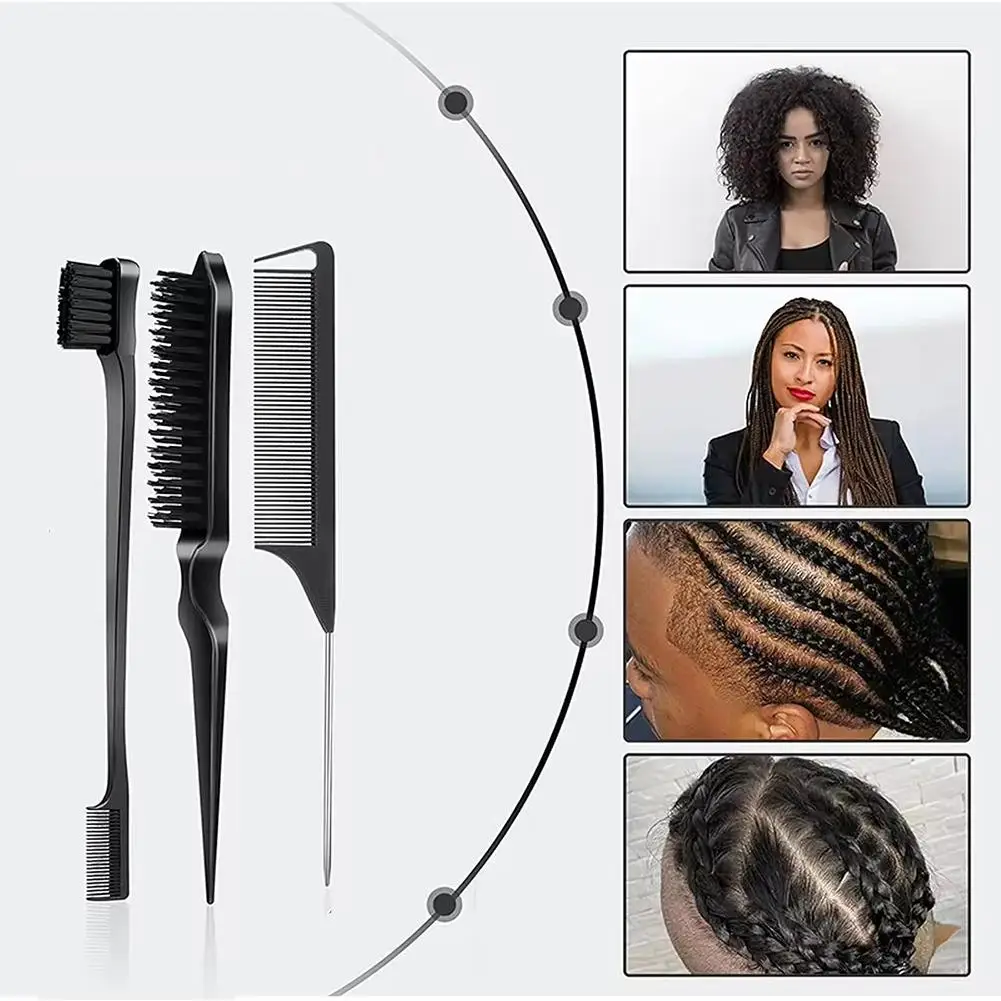 Hair Styling Comb Three Row Hair Comb Double Headed Comb Pointed Hairdressing Hairdresser Tail 3pcs Comb Tool Antistatic J9W4