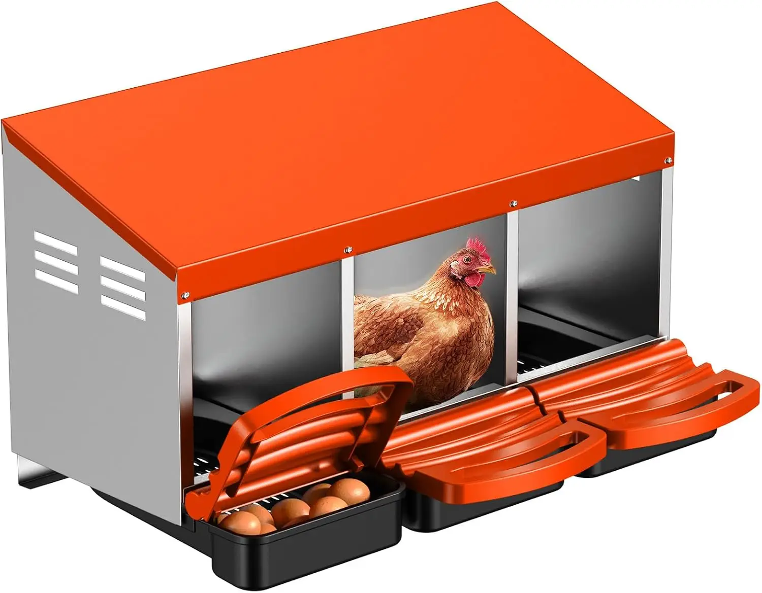Chicken Coop Use, Galvanized Steel Chicken Nesting Box, Protect Eggs and Easy Egg Collection