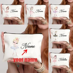 Ballet Dancer Girl Personalized Name Cosmetic Bag Organizer Sports Storage Zipper Pouch Wedding Achelorette Party Gift Customize