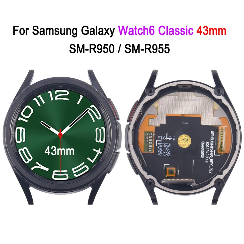 Tela super amoled original com moldura para Samsung Galaxy Watch6 Classic 43mm SM-R950 SM-R955 relógio display touch screen parte