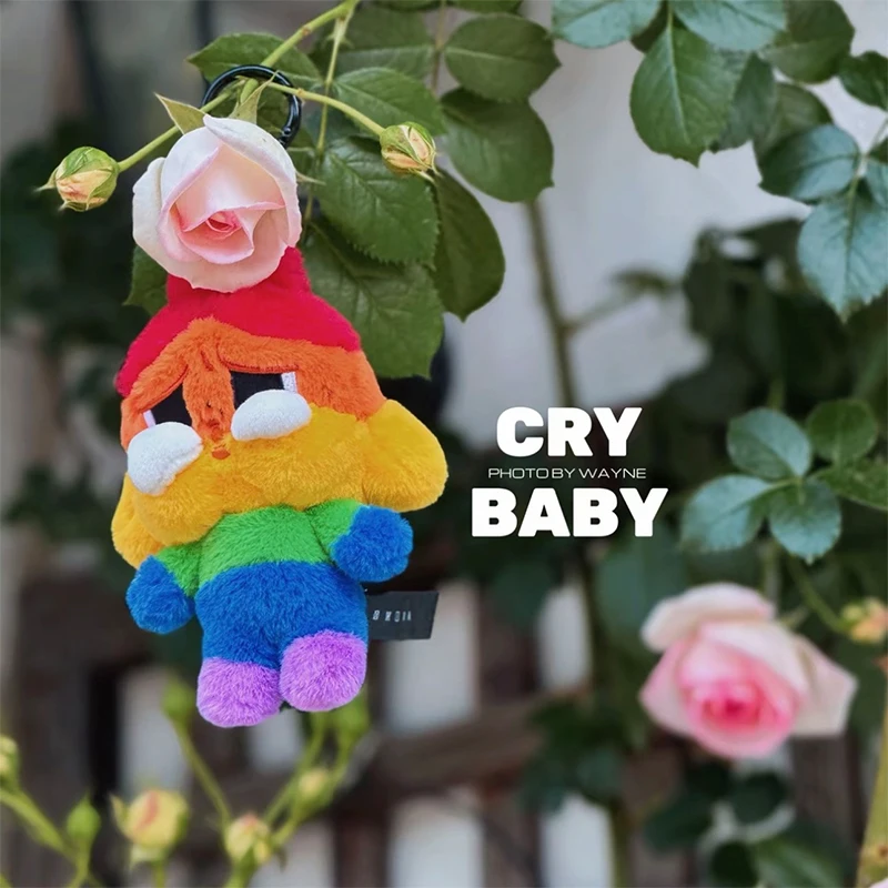 MINISO Crybaby Kawaii Cheer Up Rainbow Crying Baby Plush Doll Pendant School Bag Backpack Bag Decoration Pendant Friend Gift