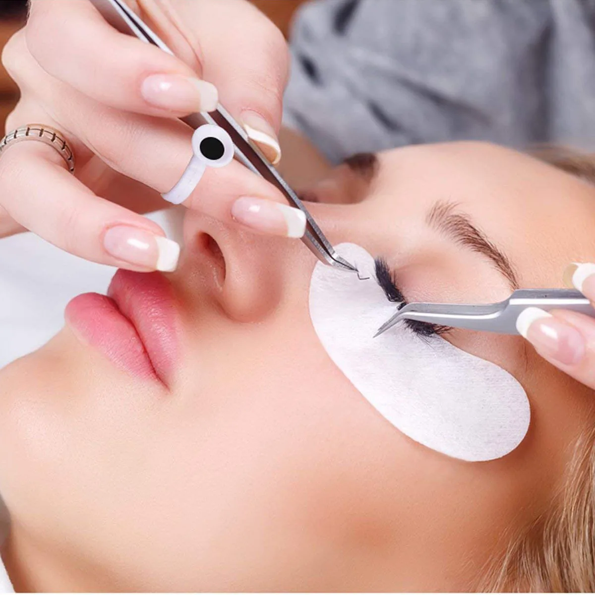 

500Pcs Tattoo Eyebrow Ring Cups Disposable Clear Ink Caps for Semi- Pigment Holder Professional Lash Extension